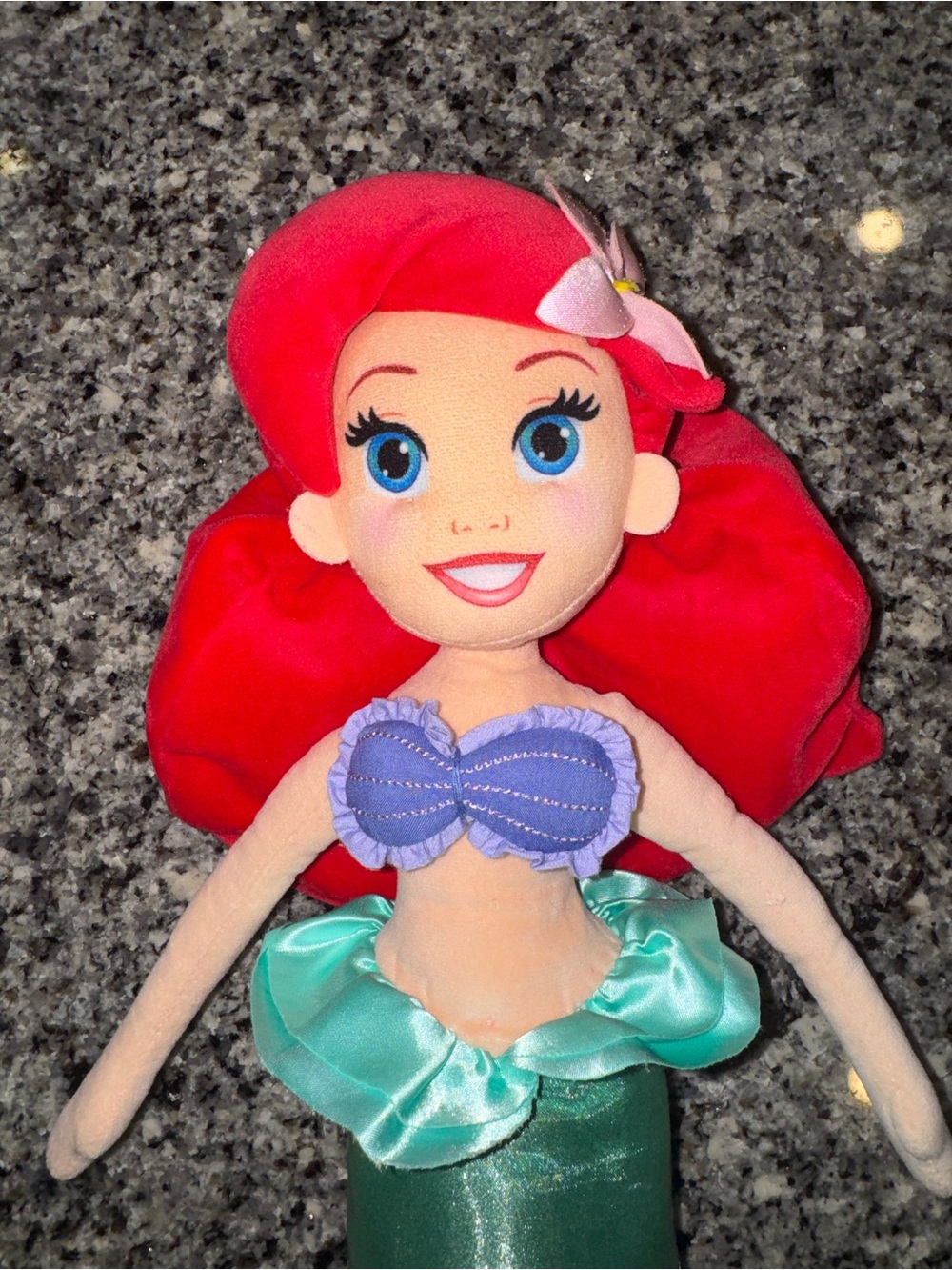 Disney Red-Haired Ariel Plush Doll with Purple Top and Green Tail